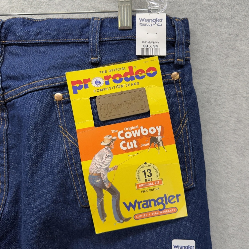 Wrangler Cowboy Cut 13MWZ Jeans Mens 38x34 Blue Regular Bootcut Western Denim - Picture 6 of 7